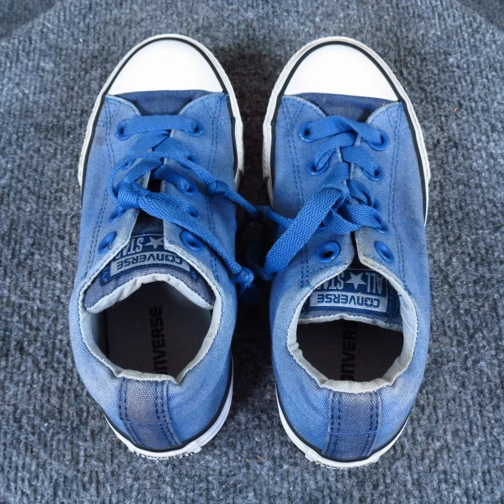 Converse All Star Junior Kids Low Top Sneakers Size 1 Casual Blue Canvas